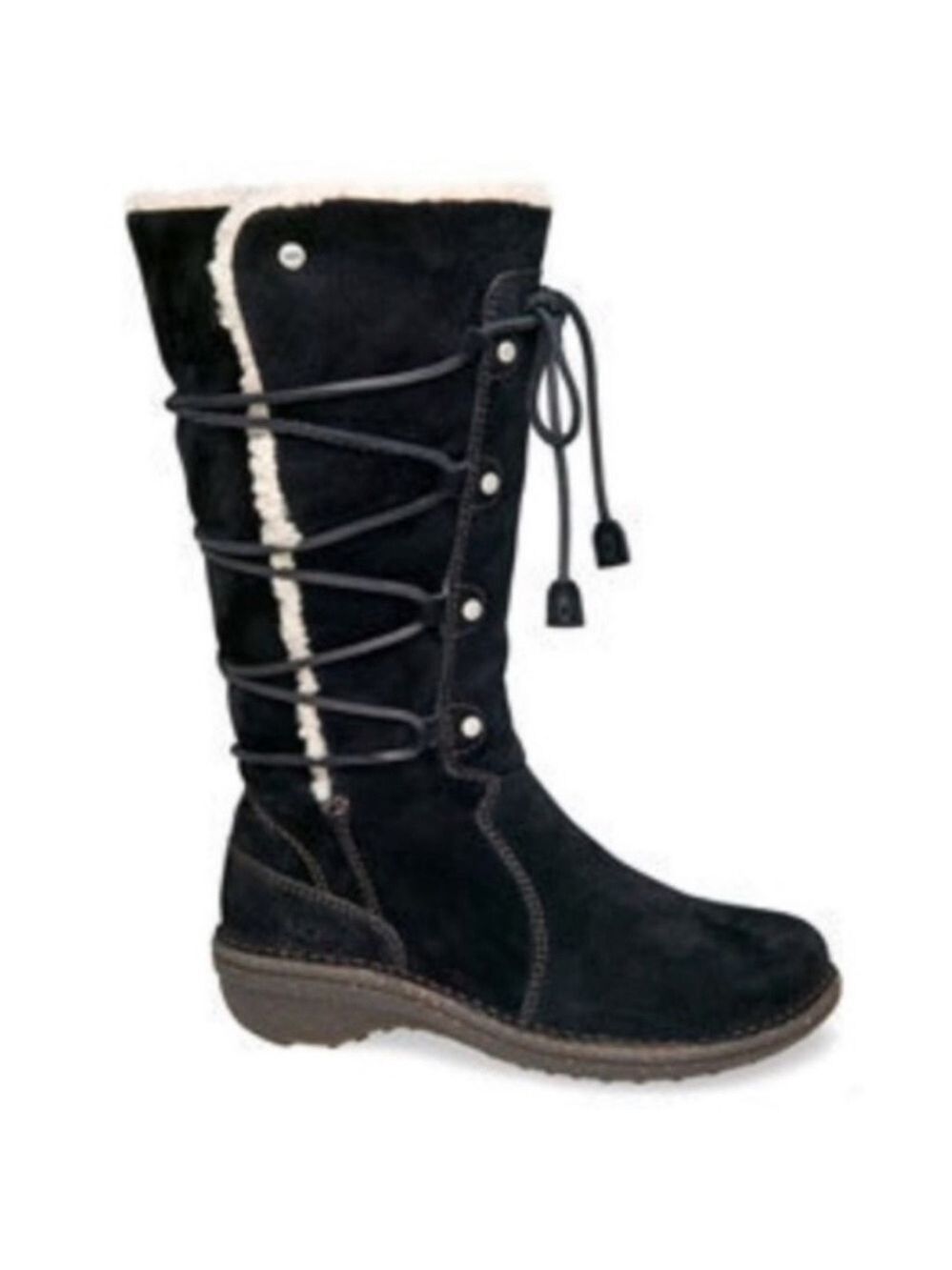 UGG Surfcat Black Shearling Suede Lace Up Winter Boots, Size 5
